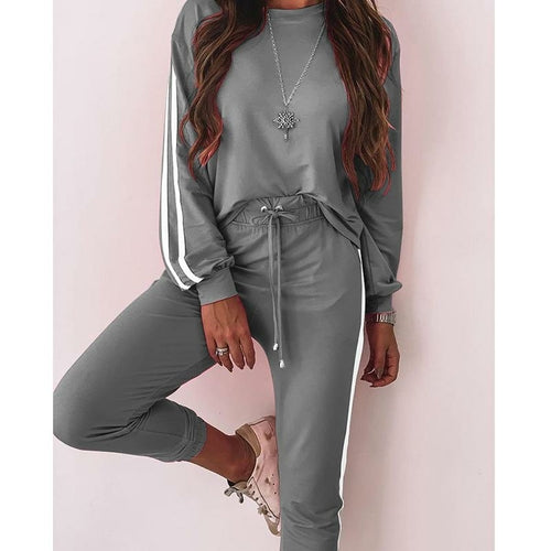 Women Set Summer Long  Sleeve Top And Pants Jogger Sweatpant Two Piece