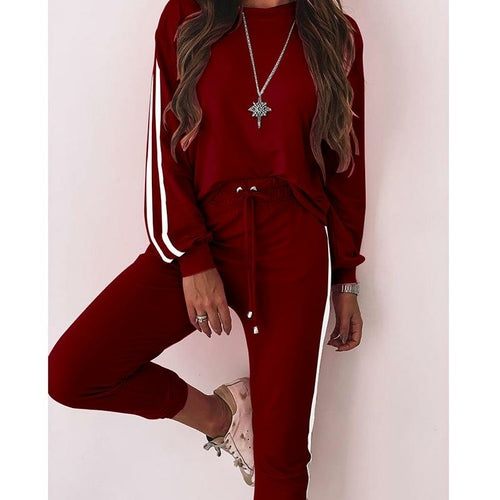 Women Set Summer Long  Sleeve Top And Pants Jogger Sweatpant Two Piece