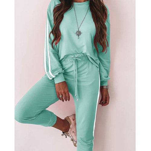 Women Set Summer Long  Sleeve Top And Pants Jogger Sweatpant Two Piece