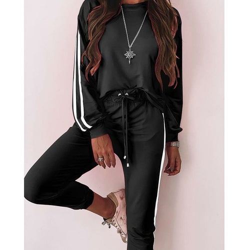 Women Set Summer Long  Sleeve Top And Pants Jogger Sweatpant Two Piece