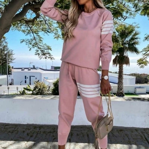 Tracksuit Long Sleeve O-Neck Tops + Casual Sport Outfit Fashion Sets